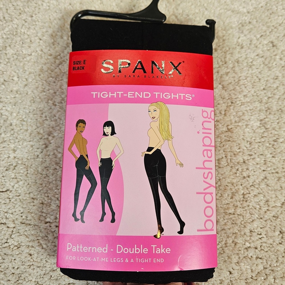 NWT's SPANX Tight-End Tights Patterned Double Take Bodyshaping Black Size E (3X)